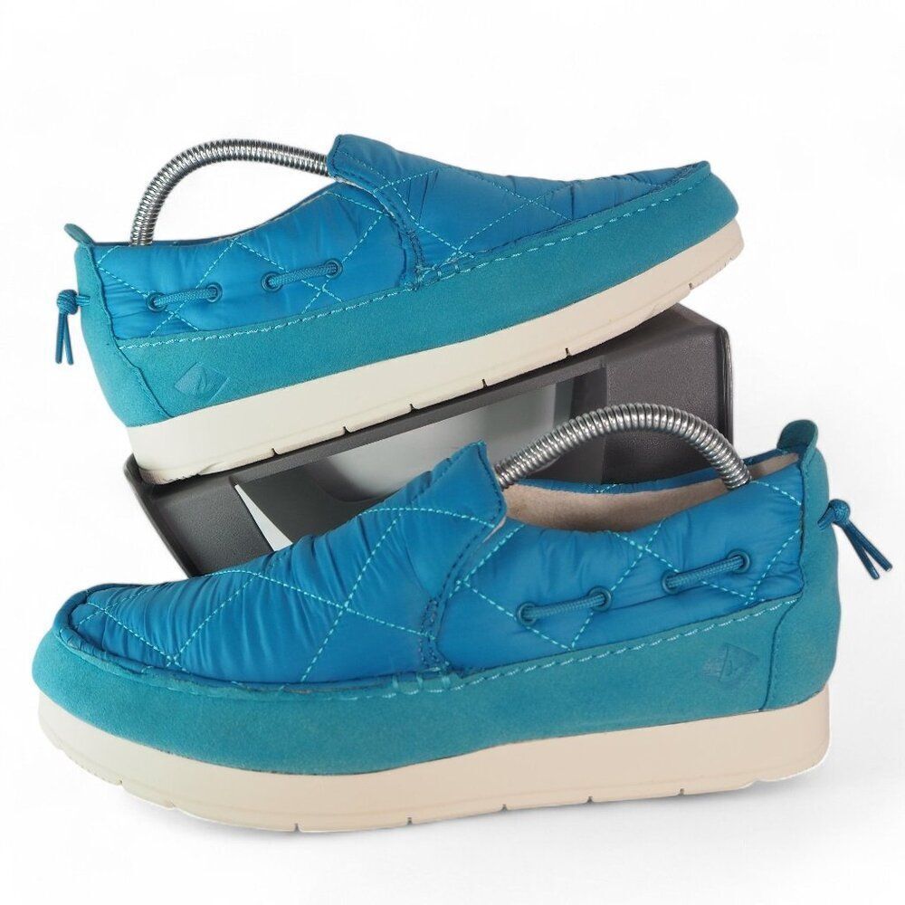 Sperry Moc-Sider Quilted Nylon Casual Shoes Blue STS23794 Men's 8M